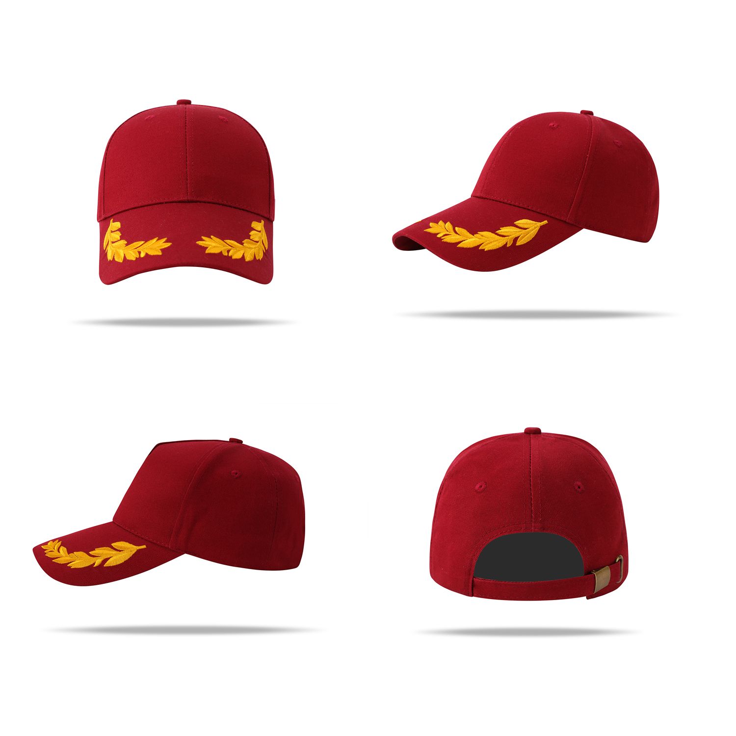 Stock 2-Tone Designed Cotton 6 Panel Cap w/Double Buckle Back Fastener 6