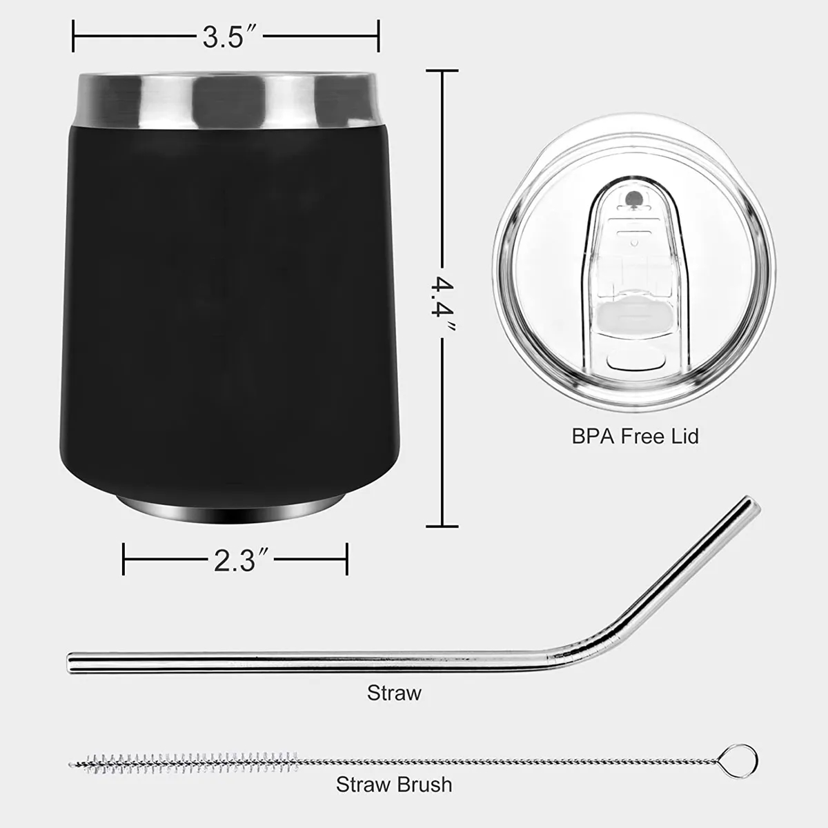 12Oz Double Wall Vacuum Eggshell Wine Tumbler Cup Set 5
