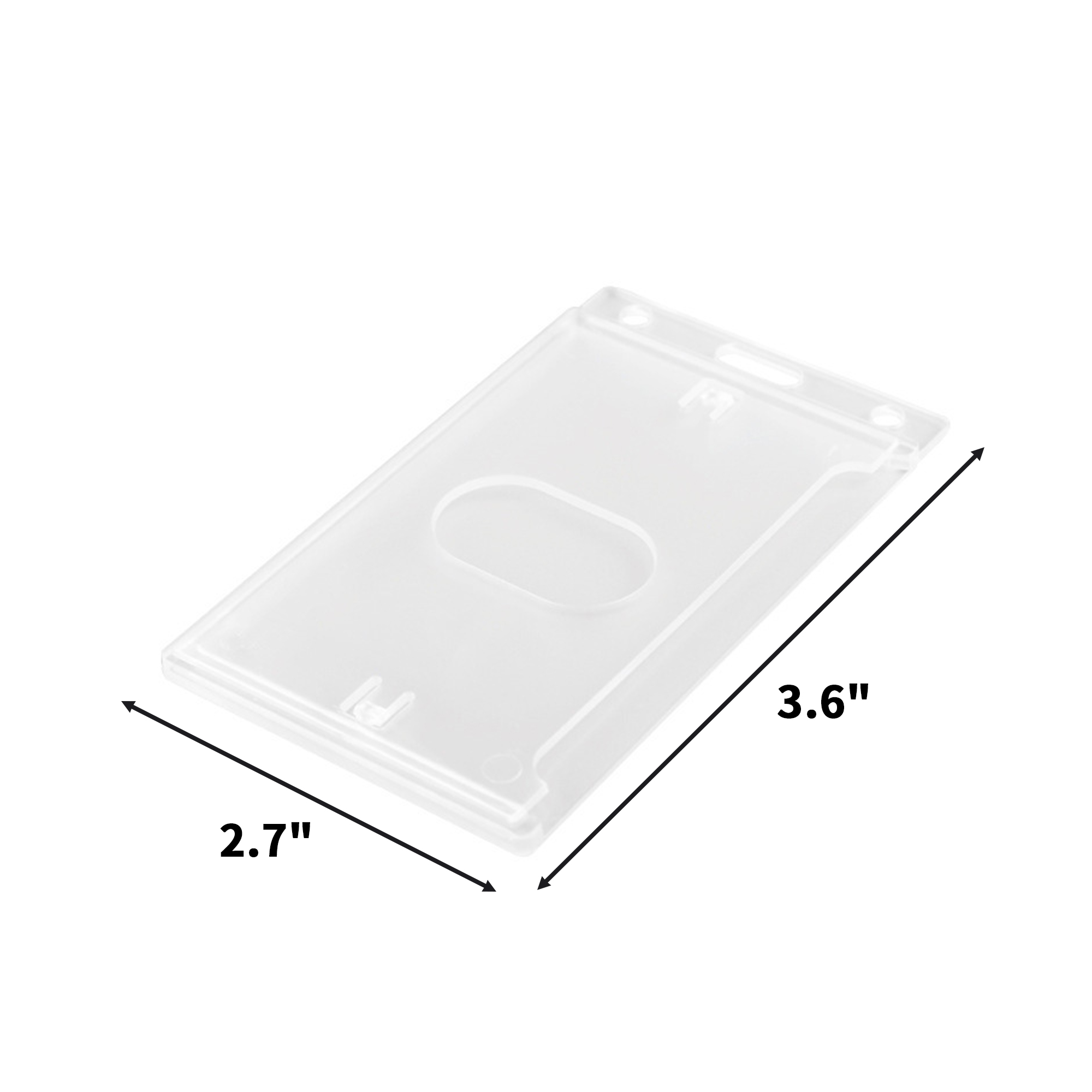 Vertical Hard Plastic Identification Card Holder With Thumb Slot 3.6" x 2.7" 3