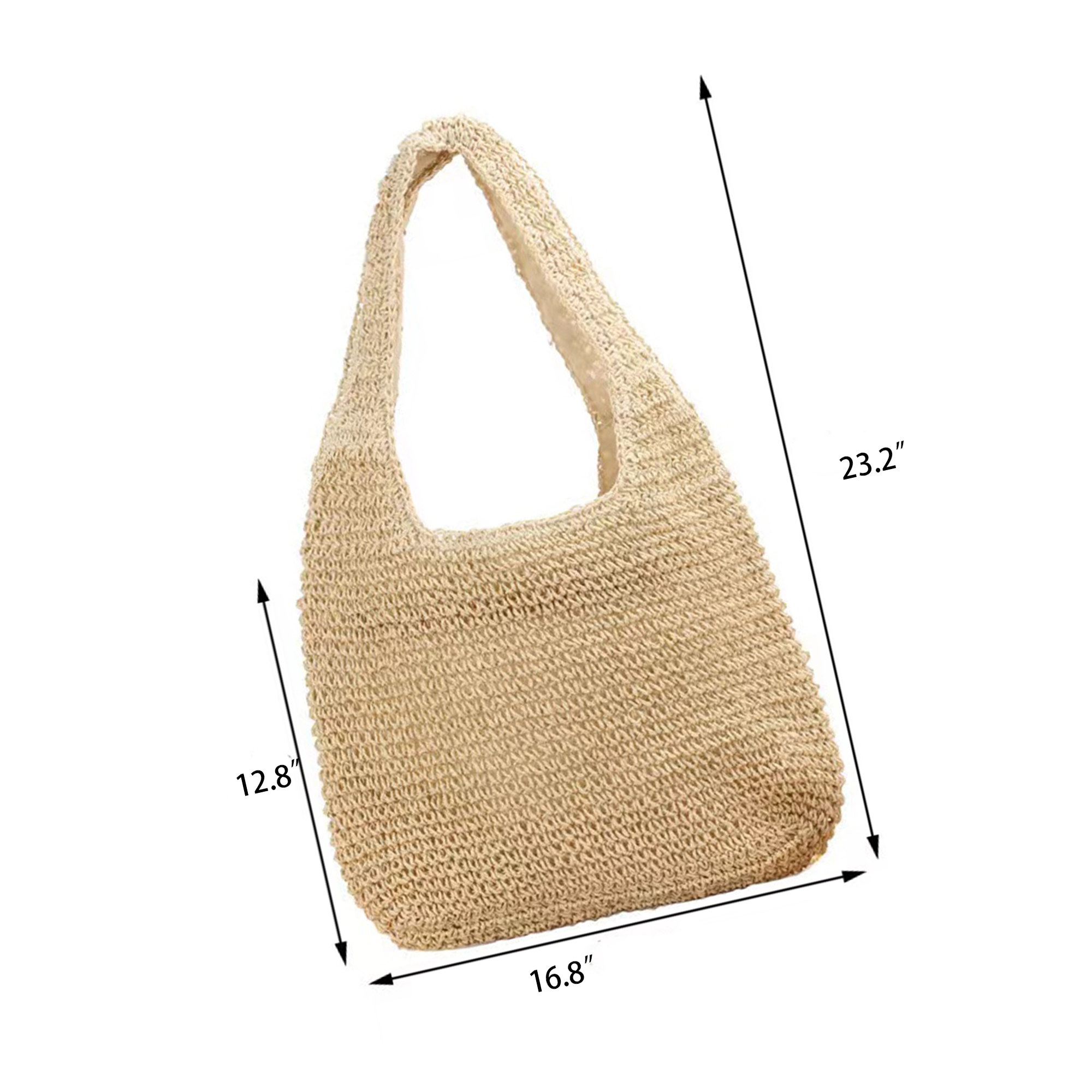Hand-woven Soft Large Straw Shoulder Beach Bag, custom tote bag with logo imprint 2