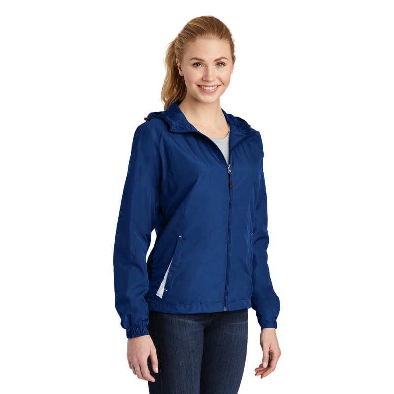 Sport-Tek Women's Colorblock Hooded Raglan Jacket. 27