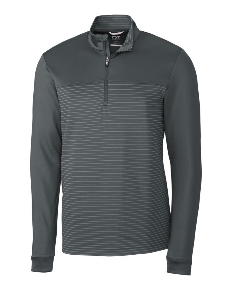 Cutter & Buck Traverse Recycled Smooth Stretch Mens Stripe Quarter Zip Pullover 32