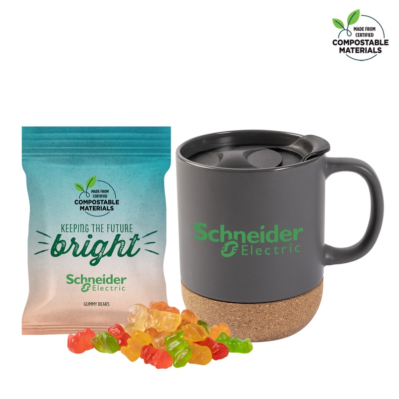 Cork Bottom Mug with Compostable bag of Gummy Bears 2