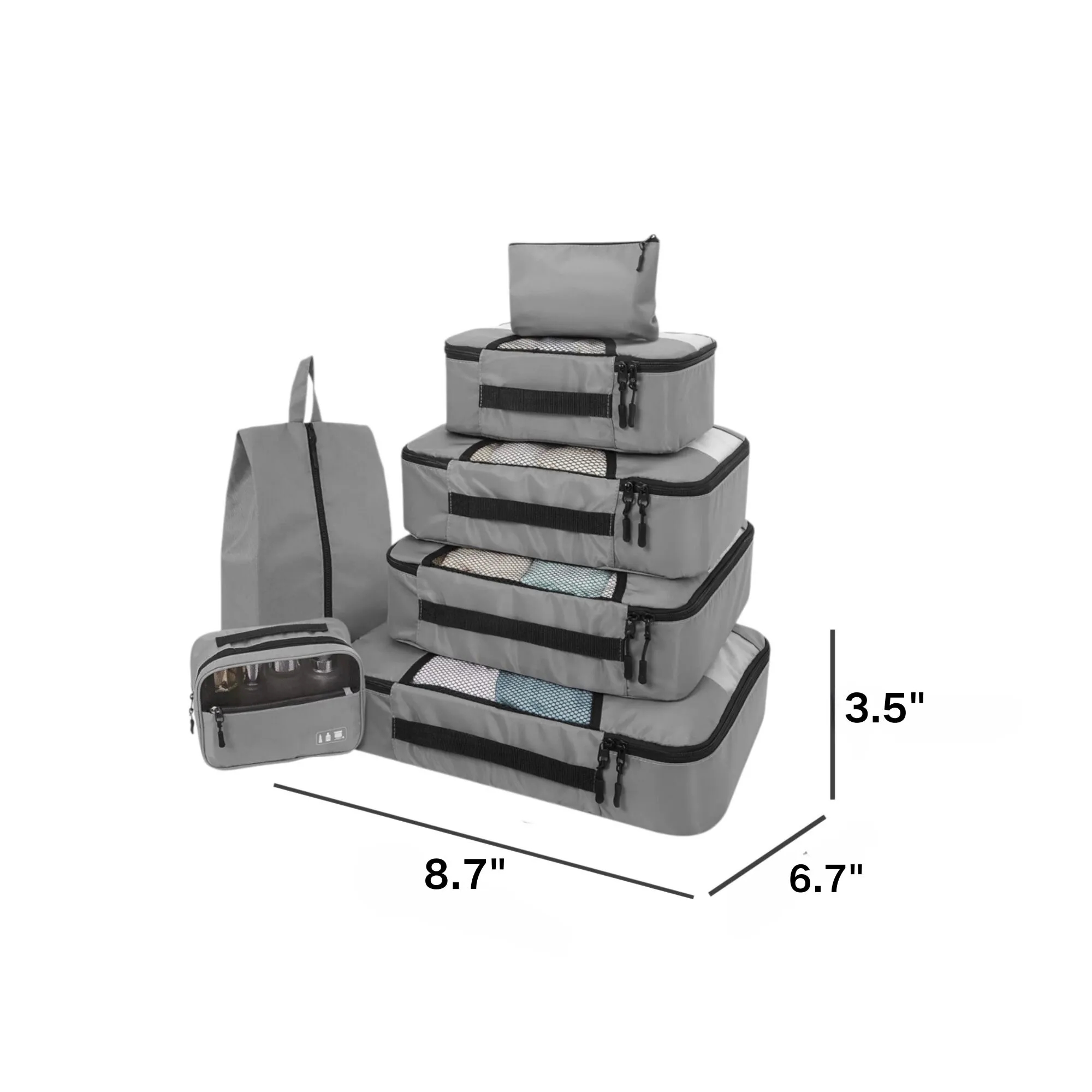 8-Piece Luggage Packing Cubes Set 6.7" x 8.7" x 3.5" 2