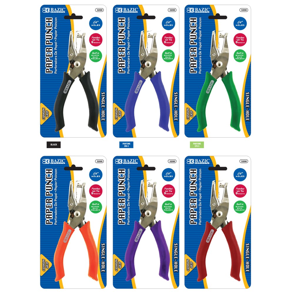 Single Hole Paper Punch - Assorted Colors Waste Clip Holder 2
