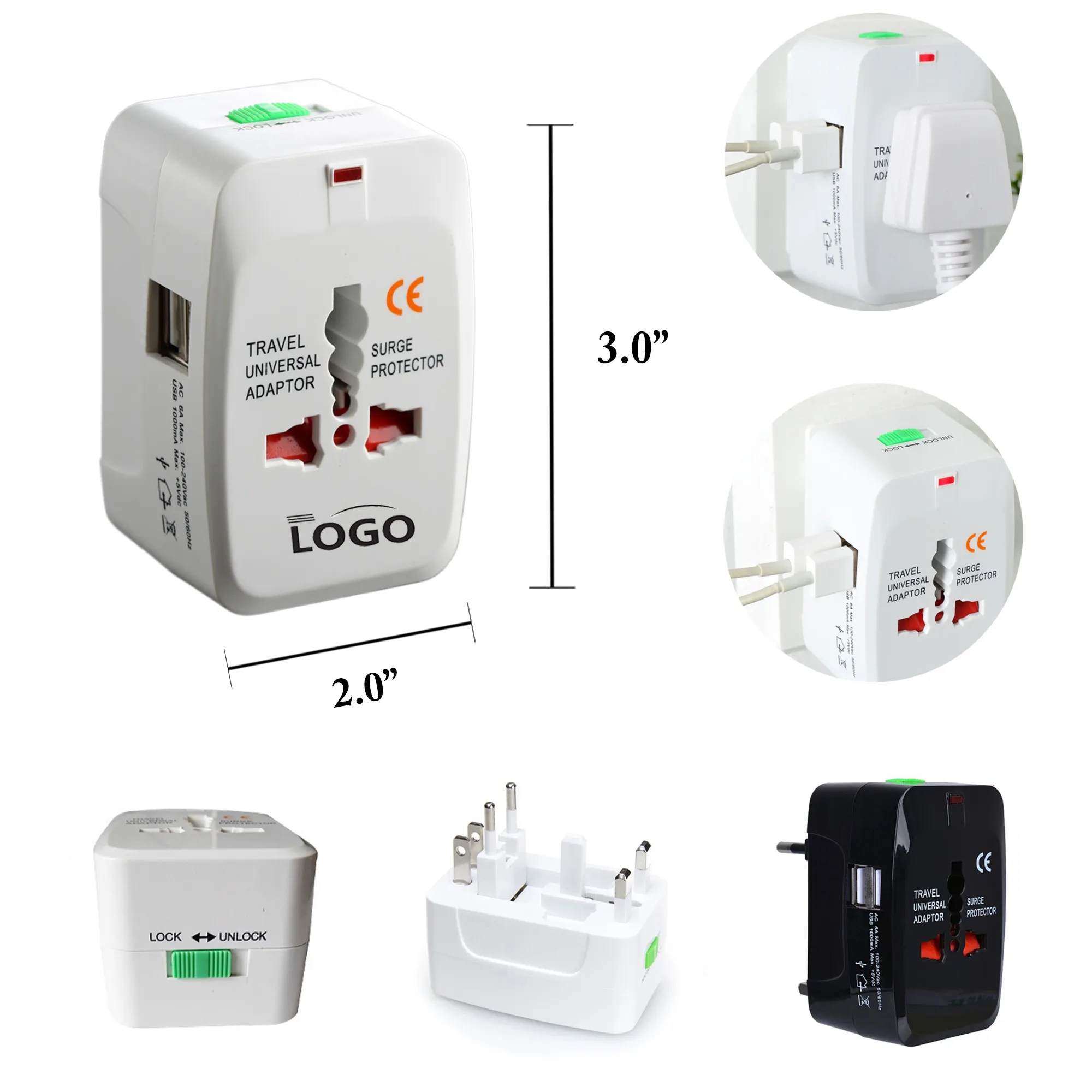MOQ50 Universal Travel Adapter with Dual USB Ports 5