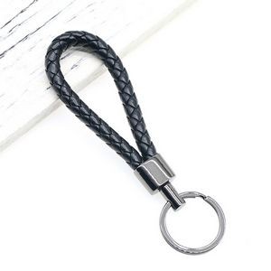 Stylish Weaved PU Leather Keychain with Metal Buckle 19
