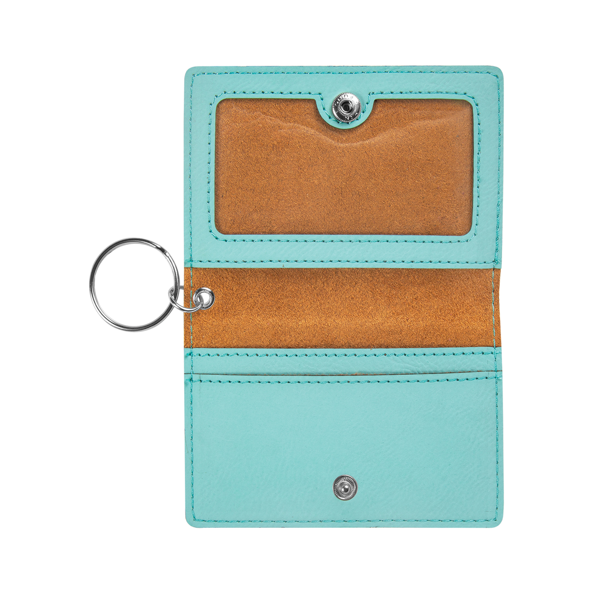 Teal Leatherette Keychain ID Holder 2