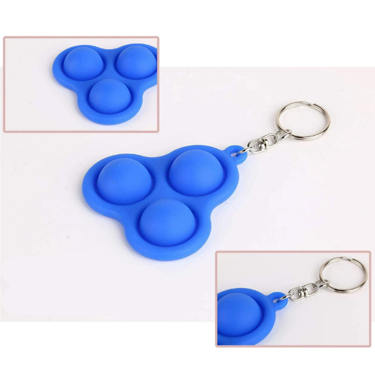 Silicone Pop Fidget Keychain Toy with Tri-Bubble Design 1