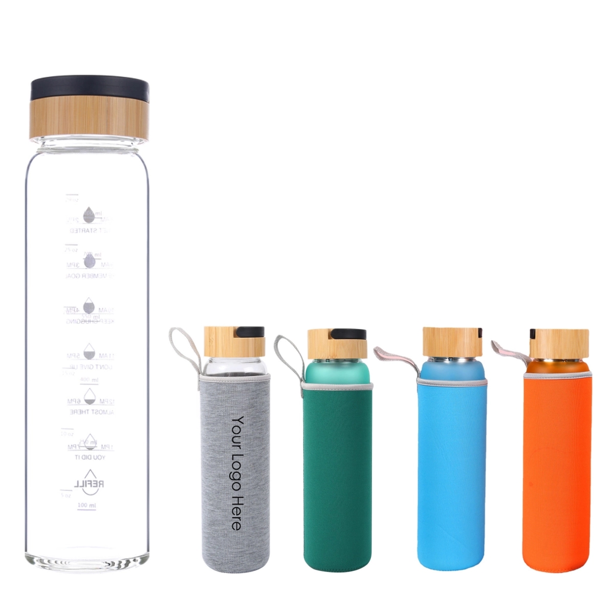 30 OZ Glass Bottle With Bamboo Lid 3