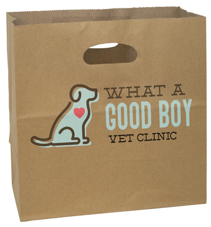 Full Color Natural Kraft Paper Take Out Bag (11" x 11" x 6")