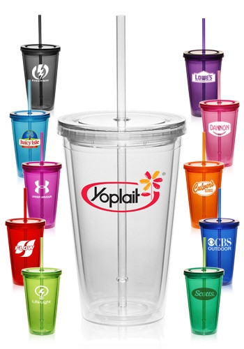 16 oz Double Wall Acrylic Tumbler with Straw 14