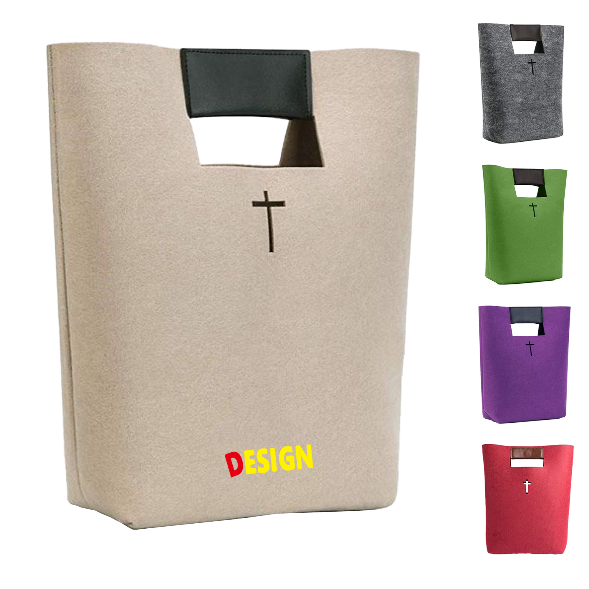 MOQ50 Durable Felt Bag for Daily Use, custom tote bag with logo imprint 2