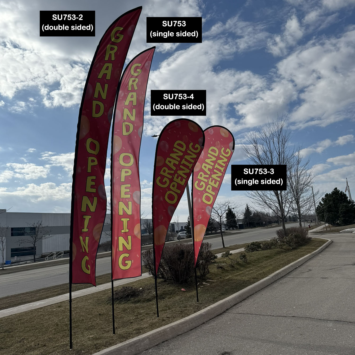 19' X-Large Feather Flag Kit, Full Color Graphics One Side, Outdoor Spike base and Bag Included 11