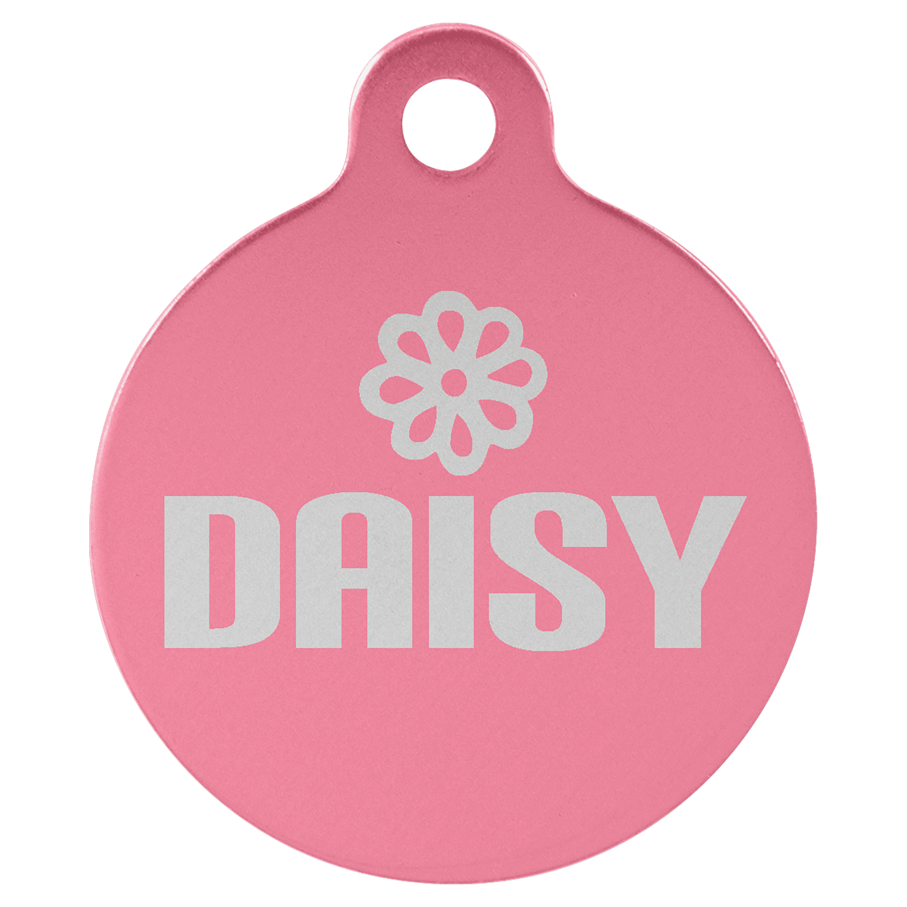 1 1/4" Pink Anodized Aluminum Round Pet Tag with Tab 1