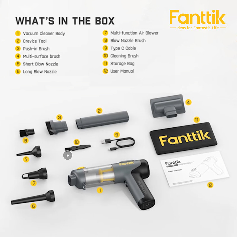 Fanttik Slim X100 Mix 4-in-1 Car Vacuum & Air Duster 19