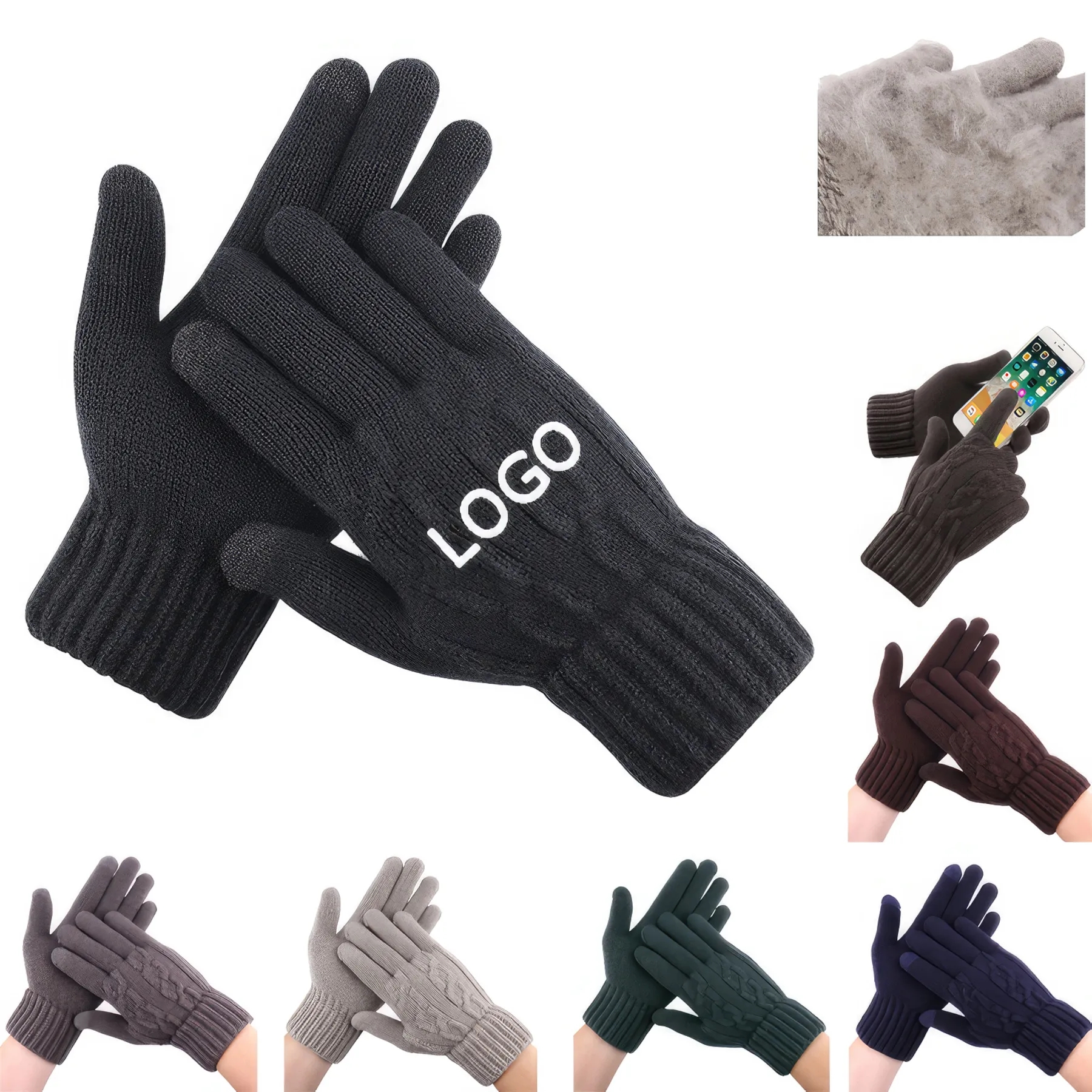 Touch Screen Saver Warm Knit Fleece Fingertip Gloves 2