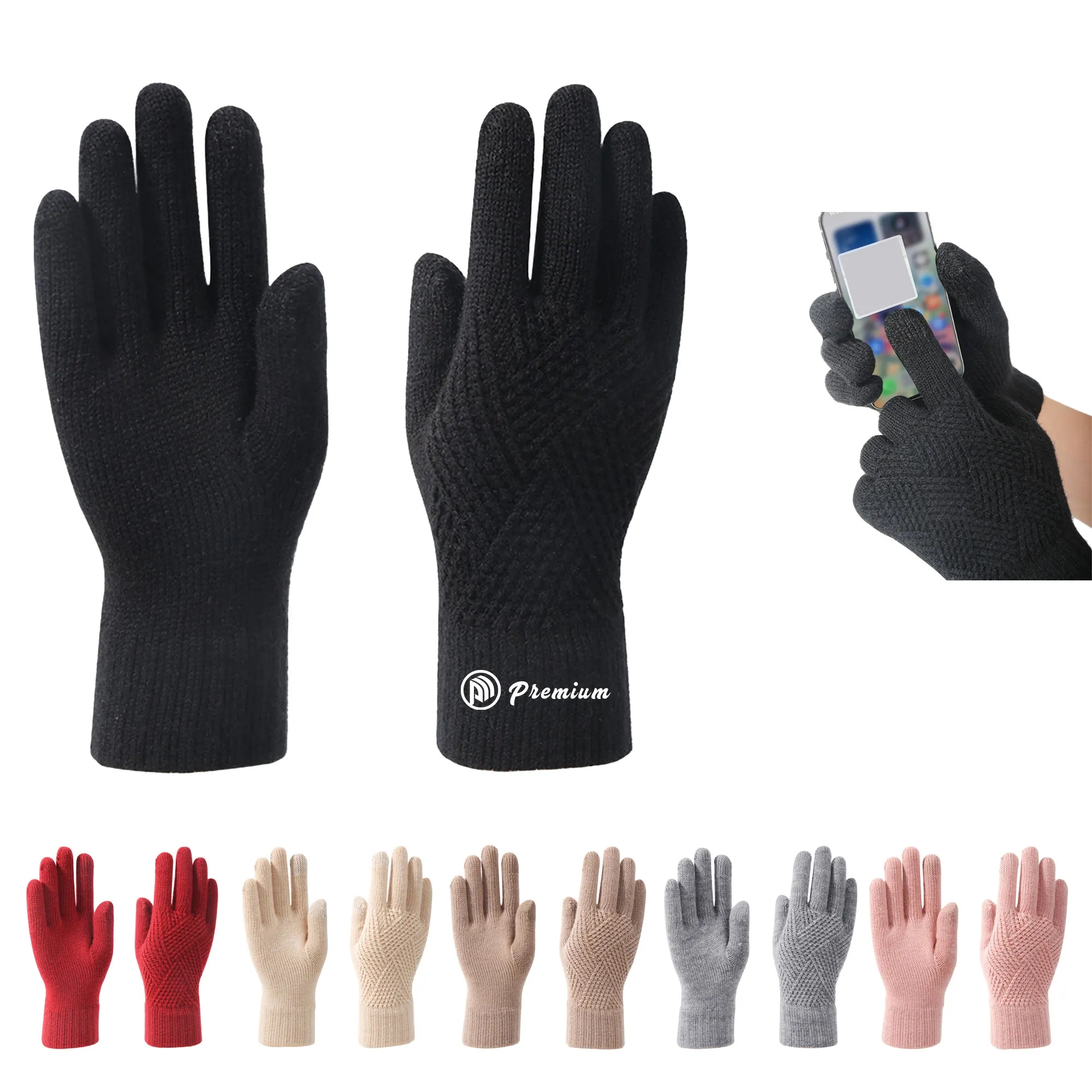 Double-Layer Plush Knitted Gloves