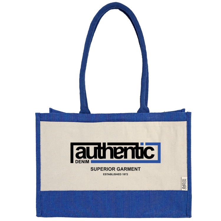 Seattle Recycled Cotton Front Pocket Jute Shopper Tote 3