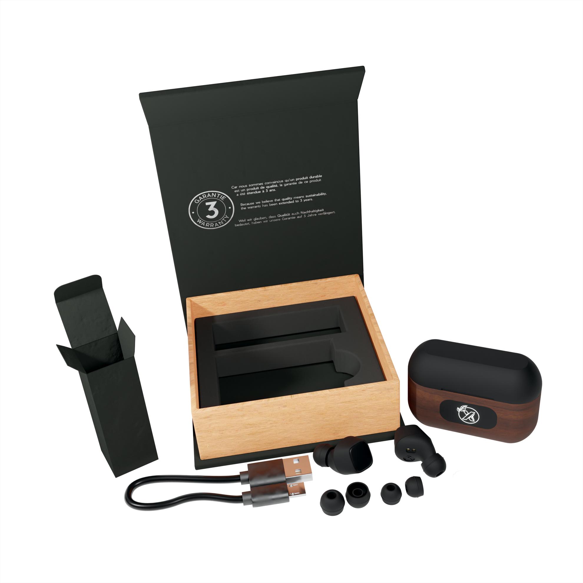SCX Innovative Design™ Walnut Wood Wireless Earbuds and Charging Case 4