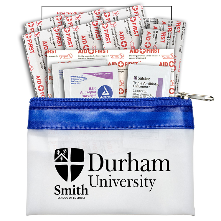 "SAFETY-ON-THE-GO" 14 Piece First Aid Kit in Colorful Zipper Vinyl Pouch 30