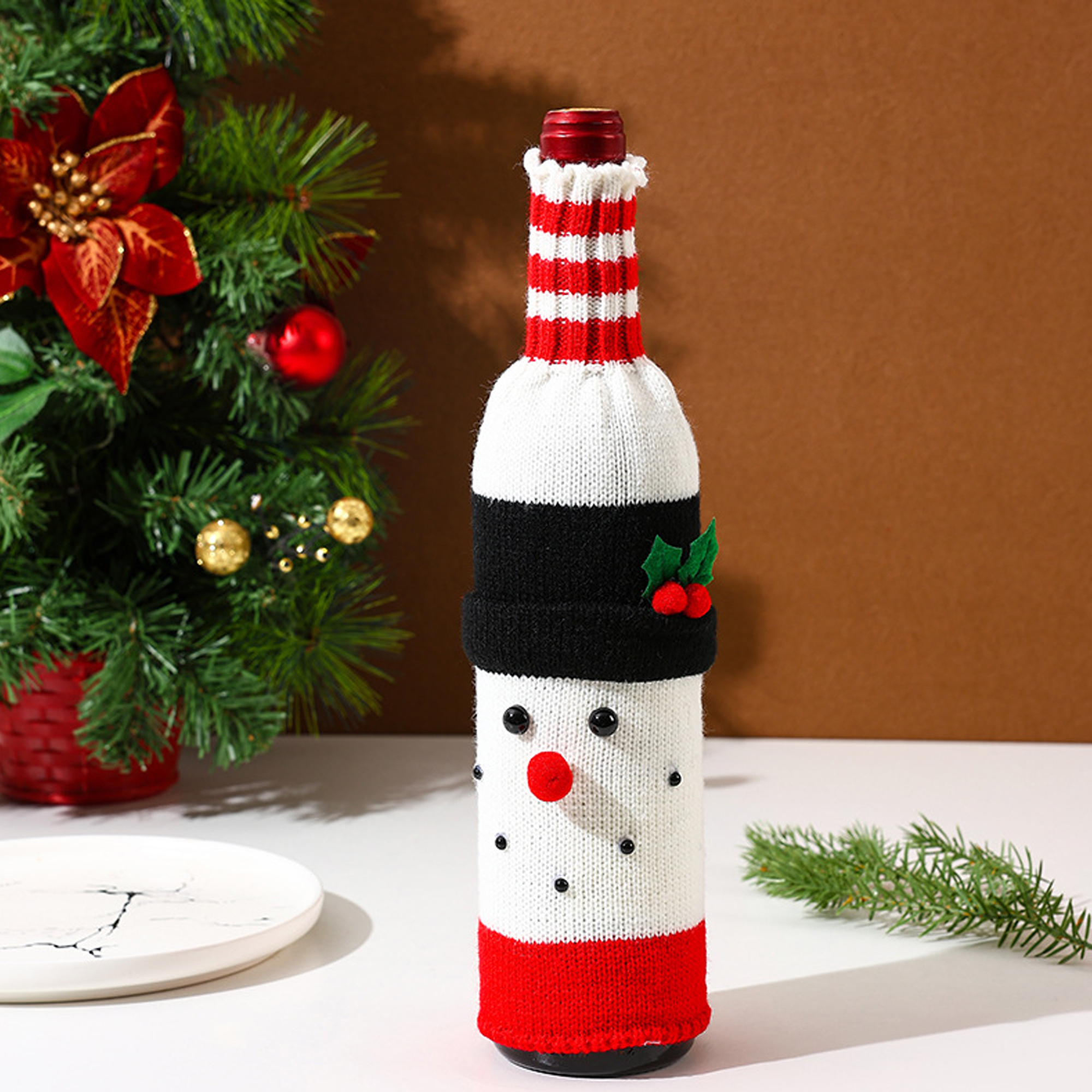 Knitted Holiday Wine Bottle Cover Decoration Sleeve 2