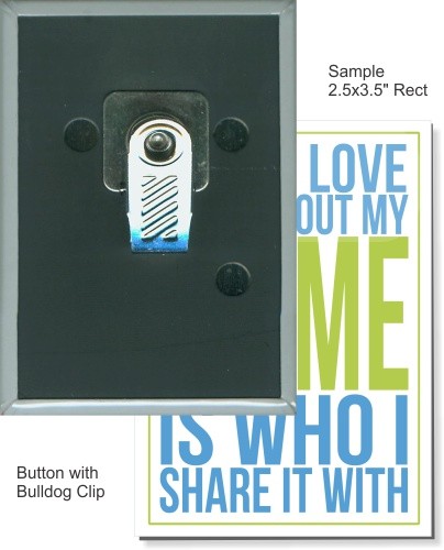 Bulldog Clip 2 1/2 Inch X 3 1/2 Inch Rectangular Button 1