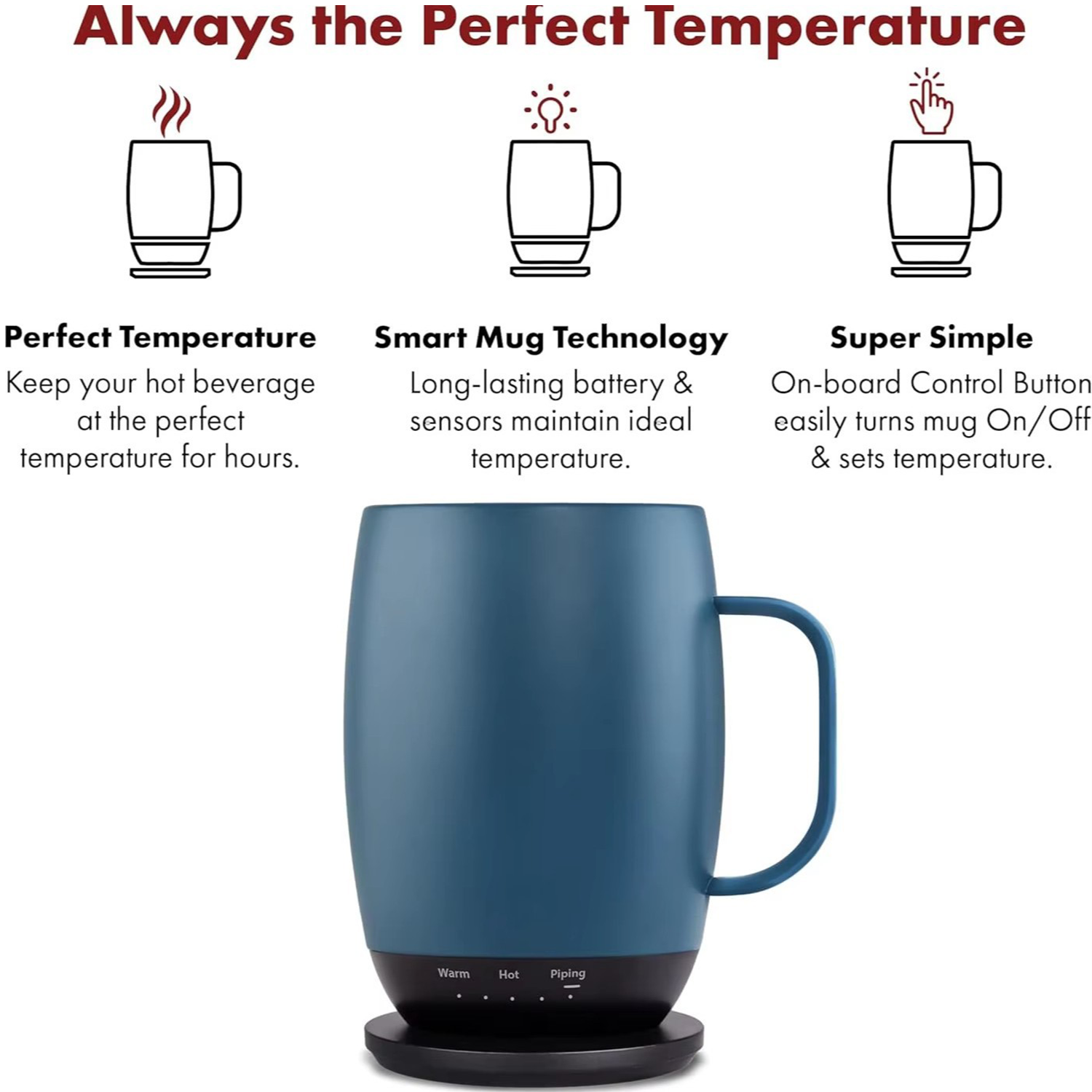 12oz Adjustable Heat Smart Warmer Stainless Steel Mug Set 10