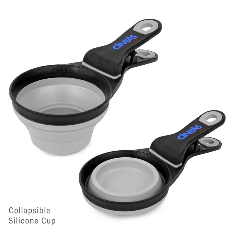Collapsible Silicone Pet Food Scoop & Bag Clip 3