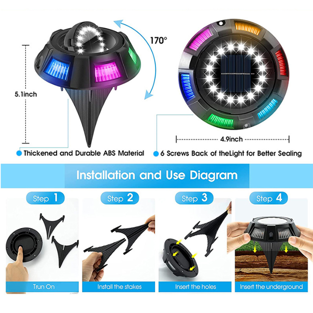 Round Solar Outdoor Garden Decorative Ground Light 2