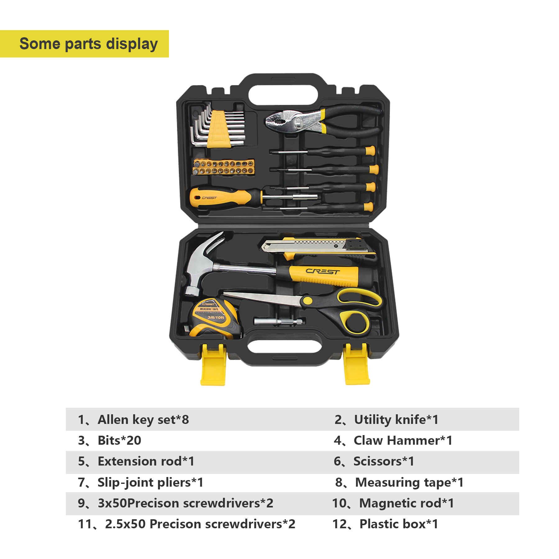 HandyPro 40pc Household Toolbox Set with Hammer, Screwdrivers, and Tape Measure 10