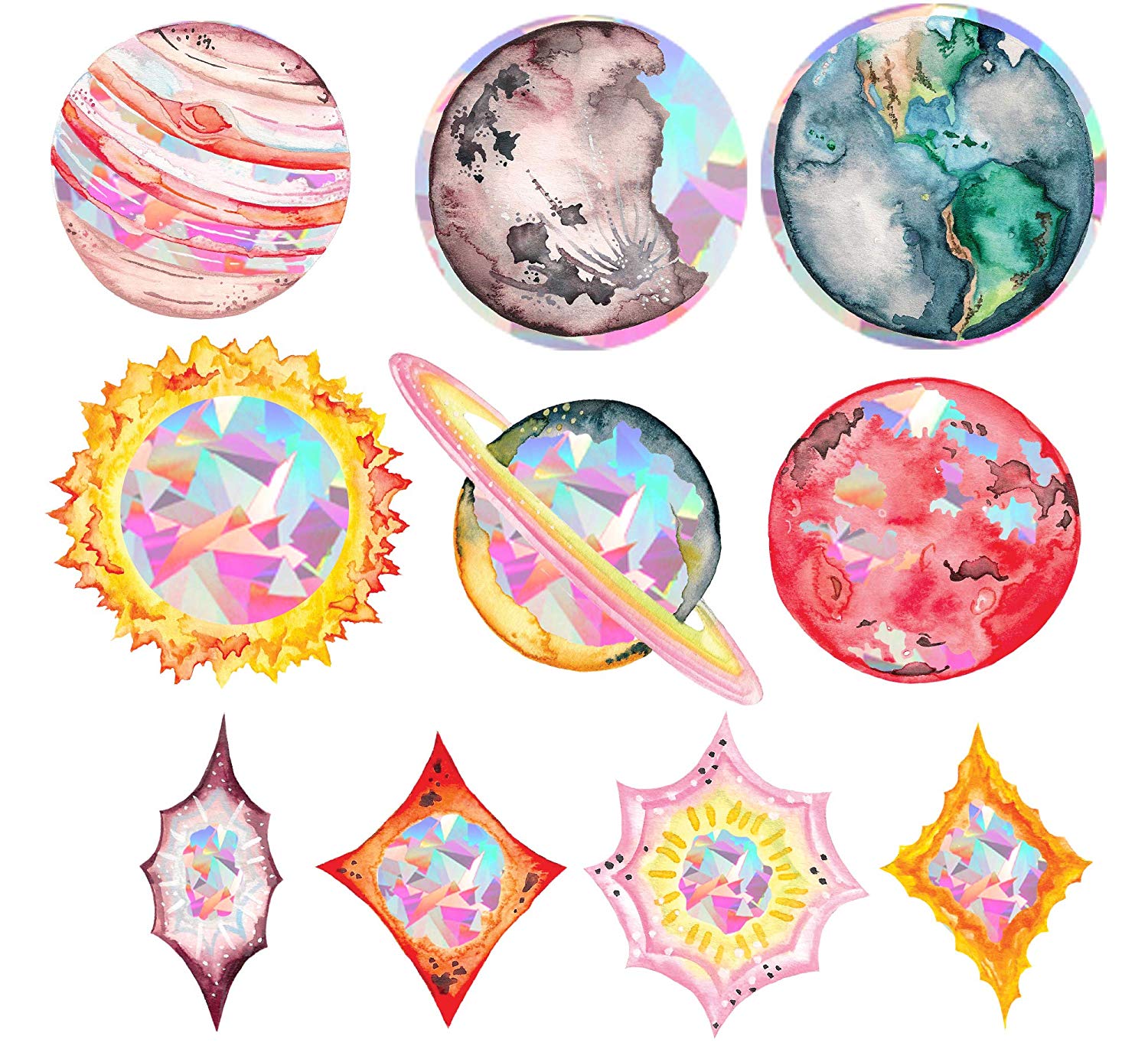 Window Decals - Space and Planet Sun Catchers - Holographic Rainbow Window Stickers 5