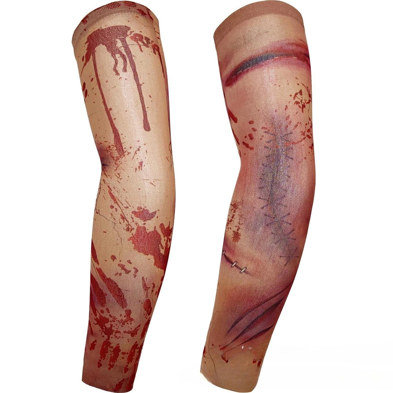 Outdoor sunscreen tattoo with stitched flower arm sleeve 3