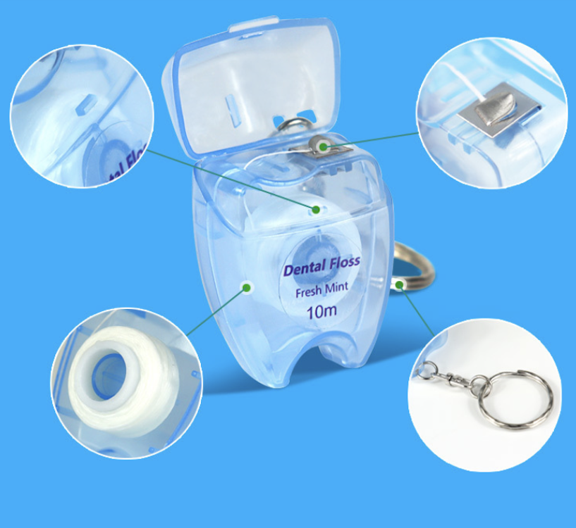 Portable Tooth Shaped Dental Floss Keychain 3
