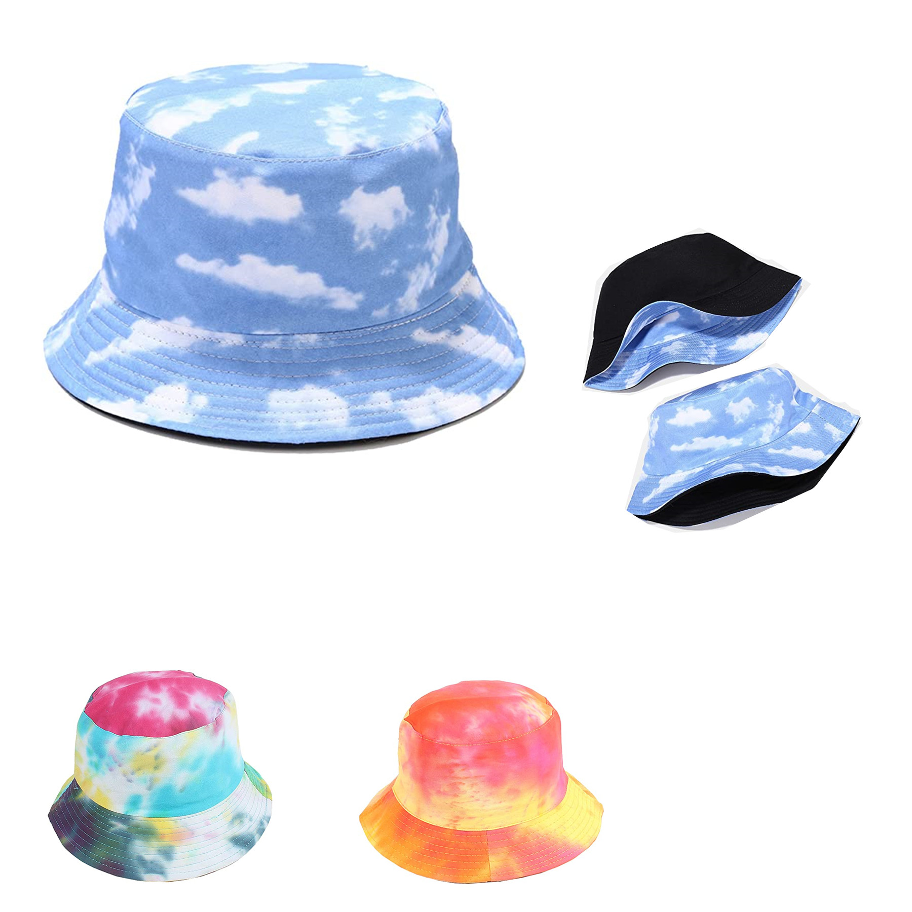 Unisex Print Double-Side-Wear Reversible Bucket Hat 4