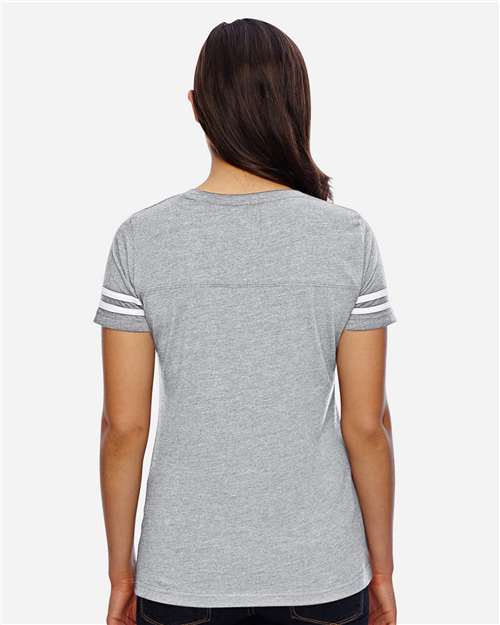 Women's Football V-Neck Fine Jersey Tee - 3537 42