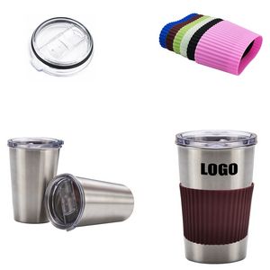 500ml Stainless Steel Travel Cup With Heat Resistant Silicone Sleeve Slide Lid 12
