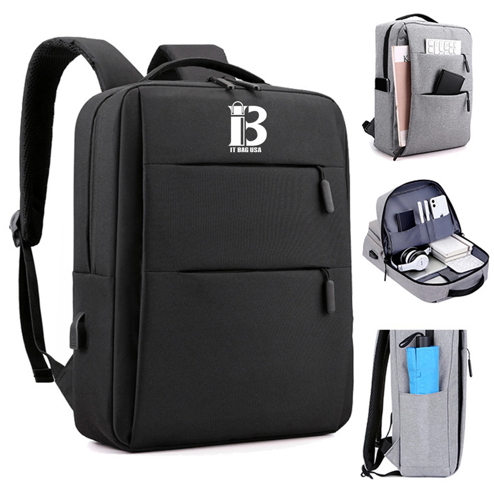 15.6 Inch Double Pull Laptop Backpack With Usb Port 1