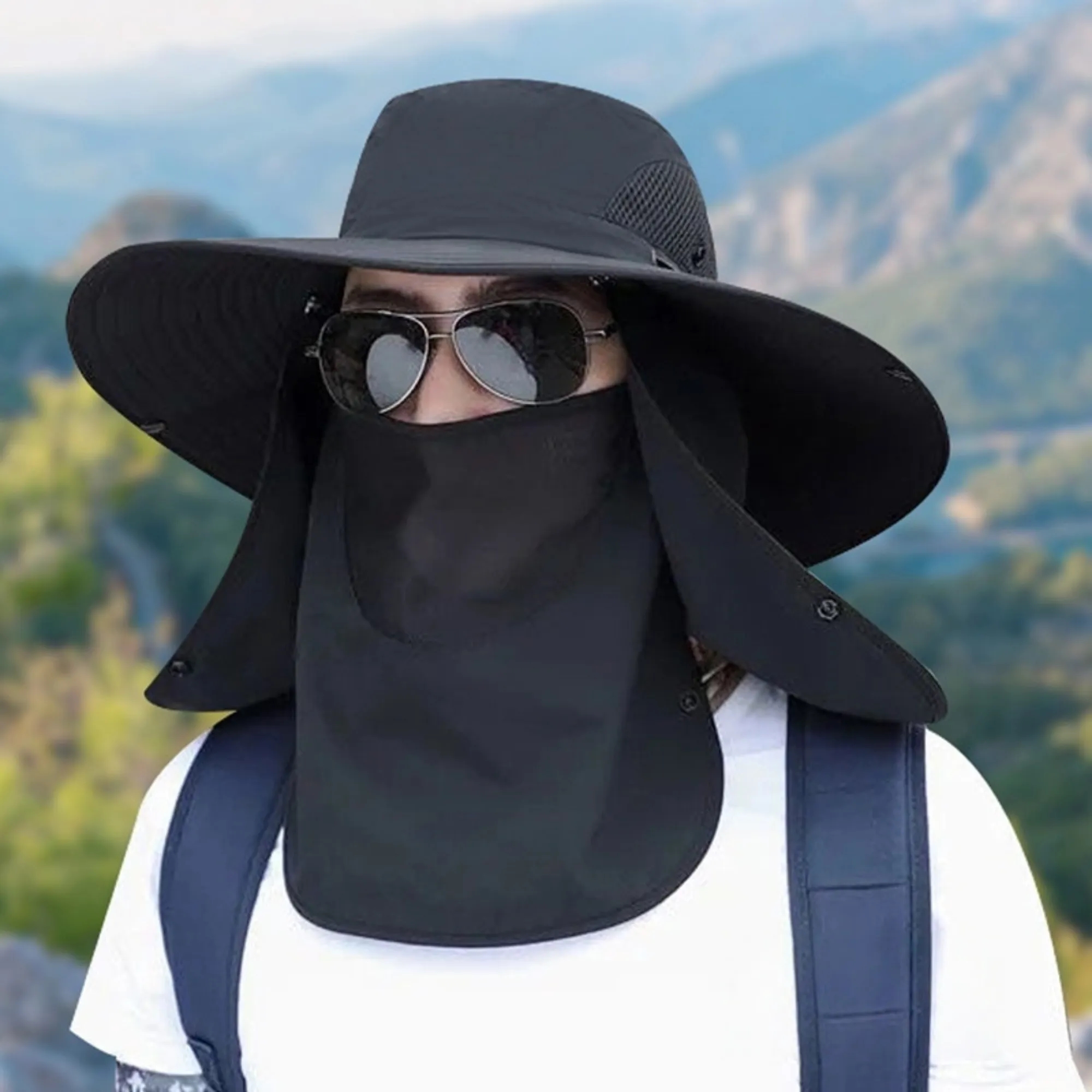 Fishing Wide Brim Hat with Face & Neck Cover 2