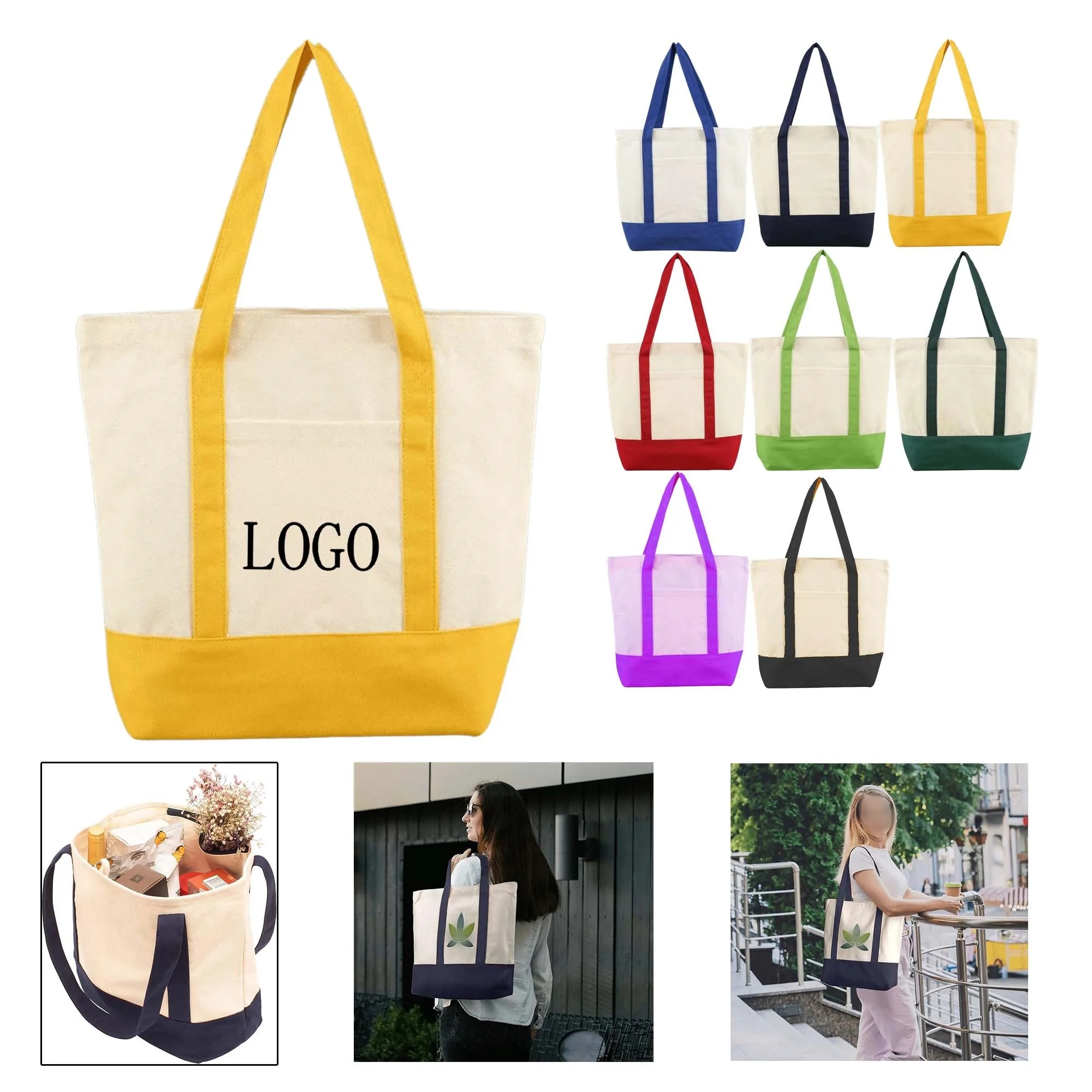 Full Color Handheld Cotton Fabric Bag, custom tote bag with logo imprint 7