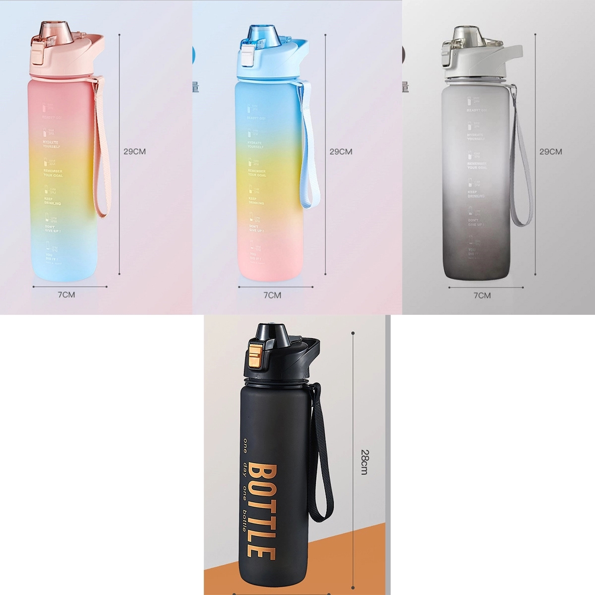32Oz Water Bottle With Time Marker & Straw 2