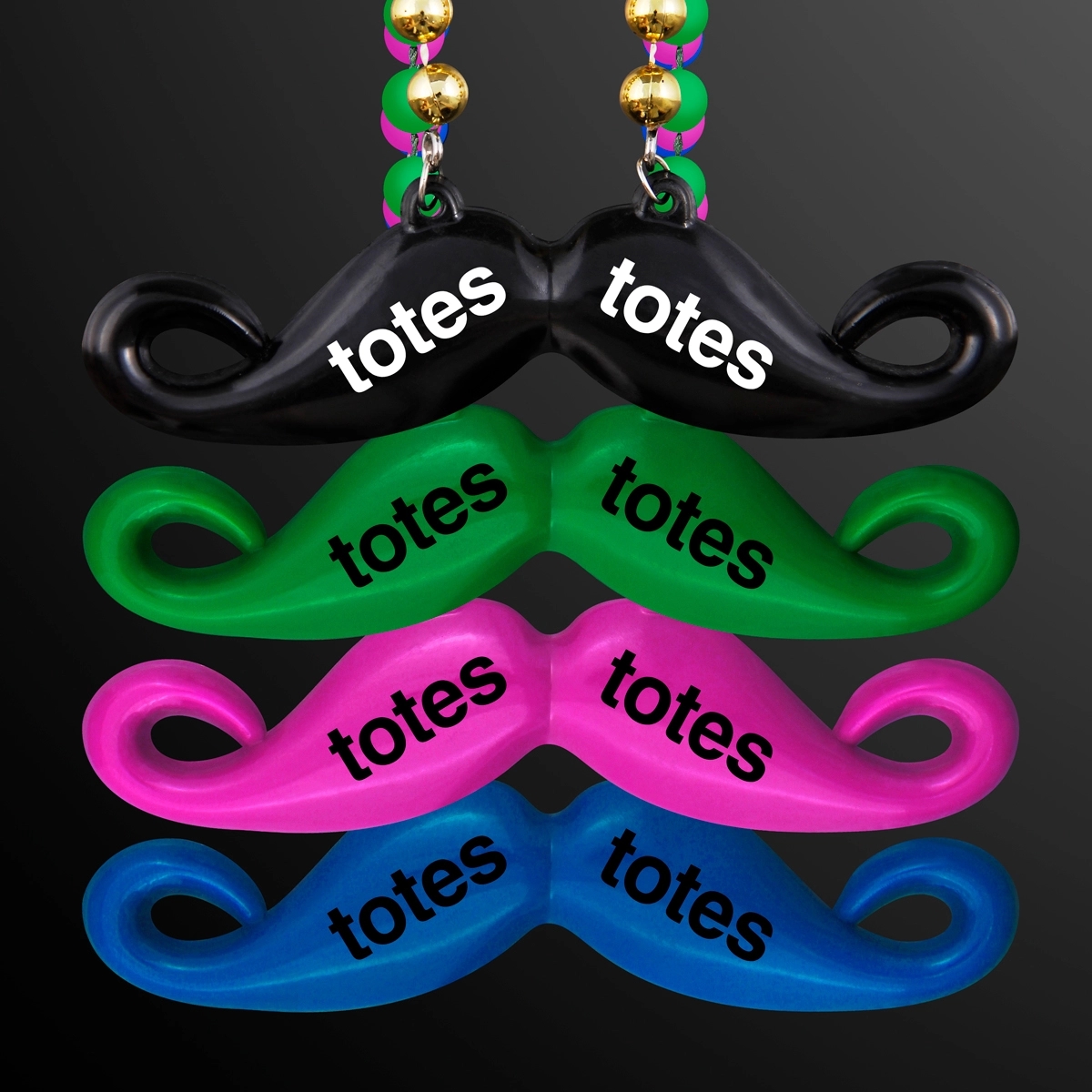 Mardi Gras beads with hipster mustache pendant 5