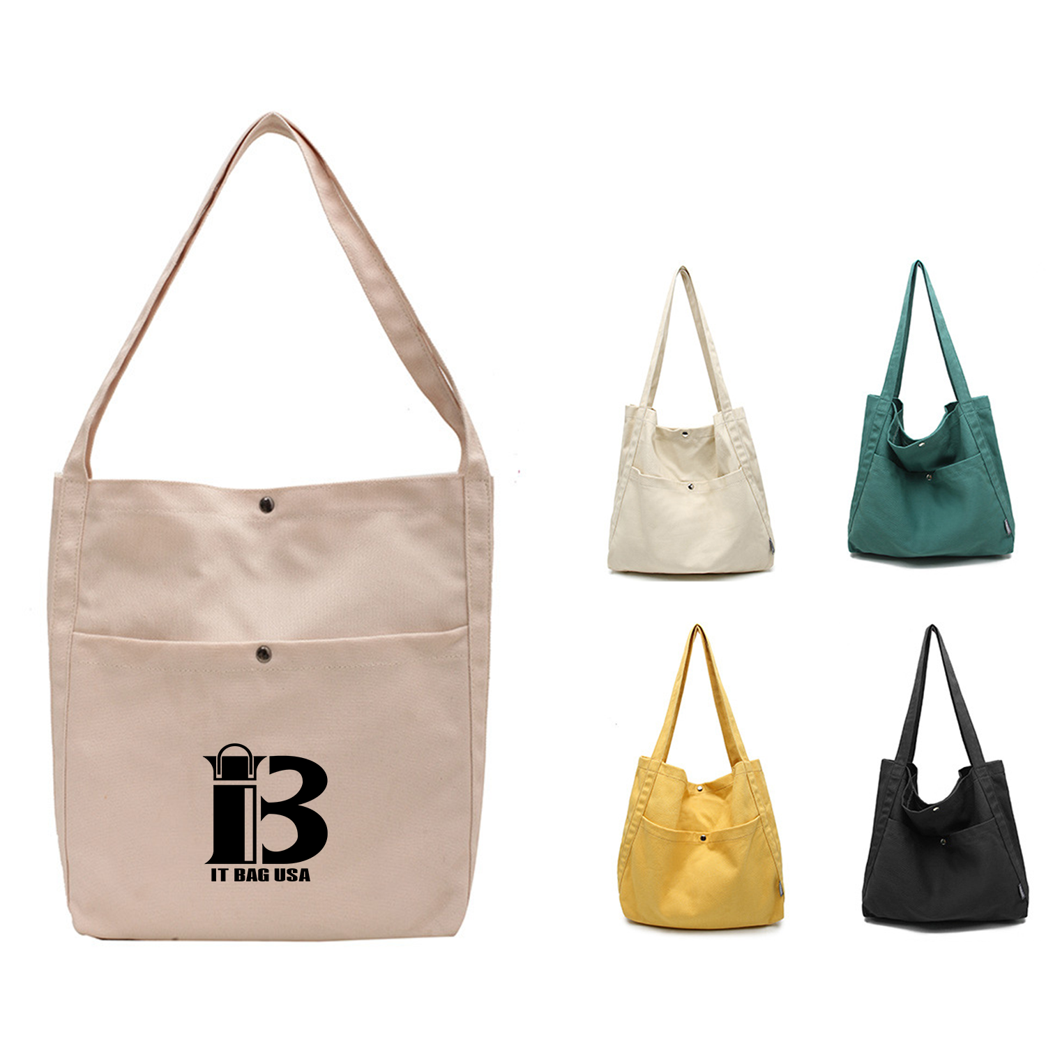 Canvas Shoulder Tote Bags, custom tote bag with logo imprint 1