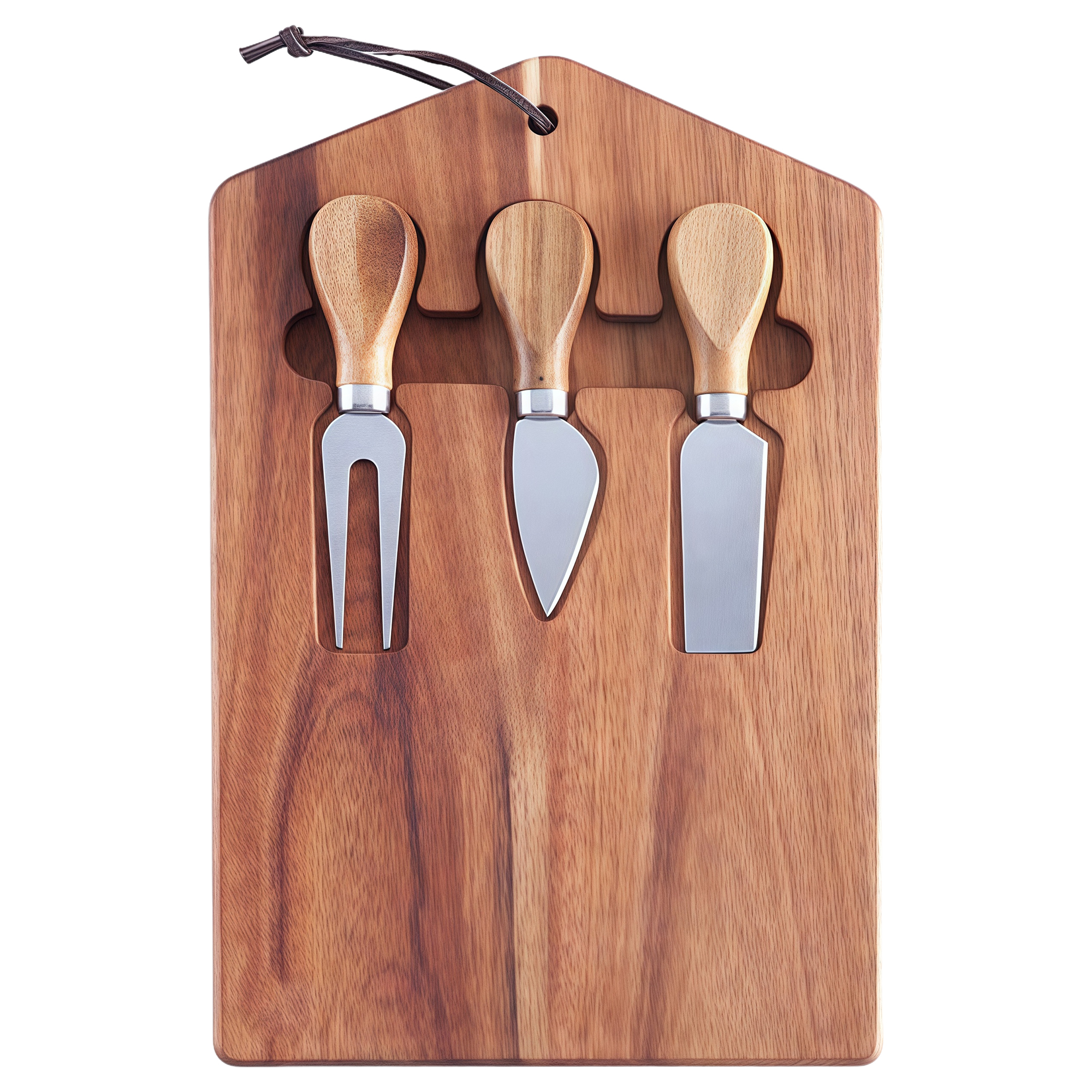 Wooden Cheese Board Set with Knives - Bamboo Cutting Board for Steak Charcuterie 2
