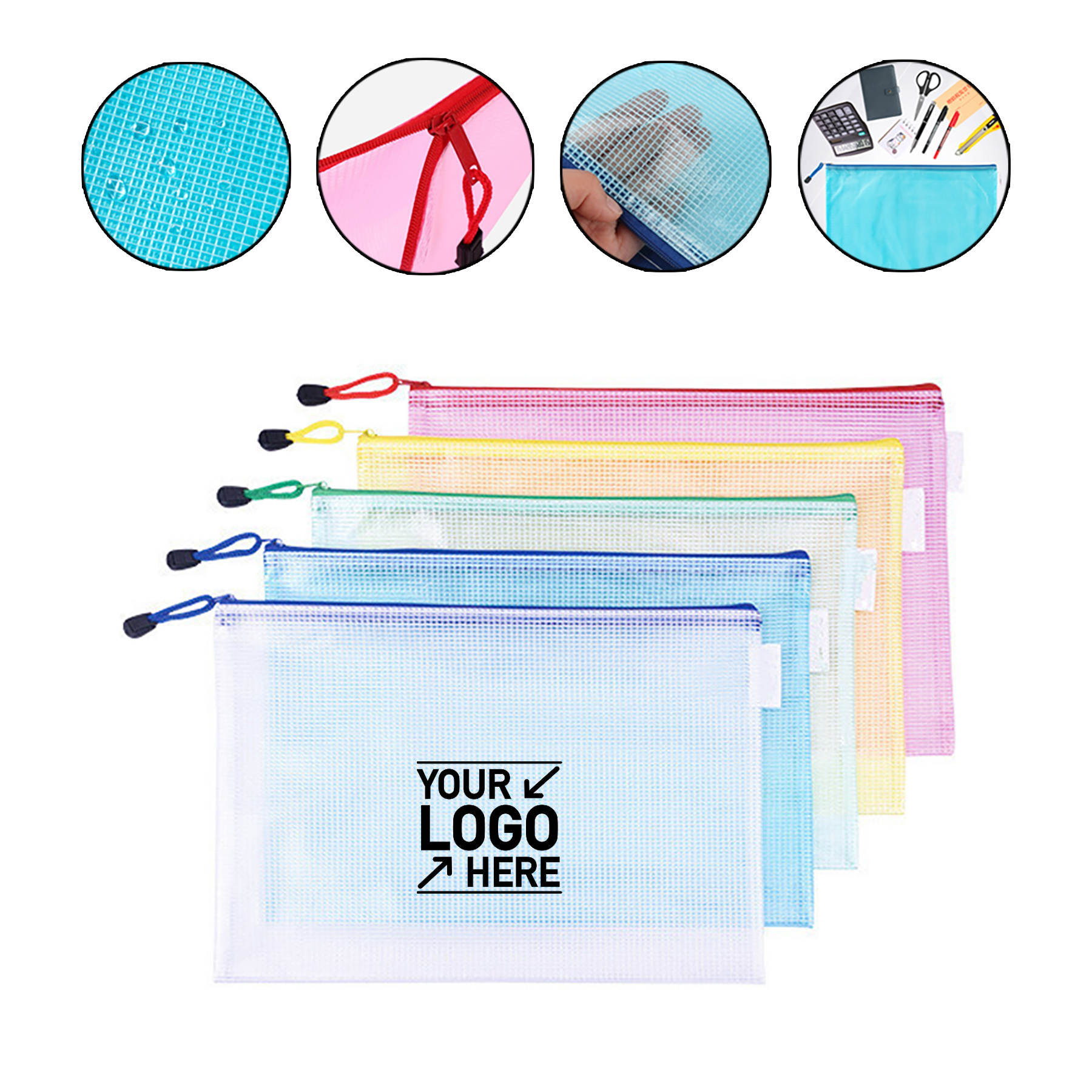 A4 Mesh File Bag with Zipper 2