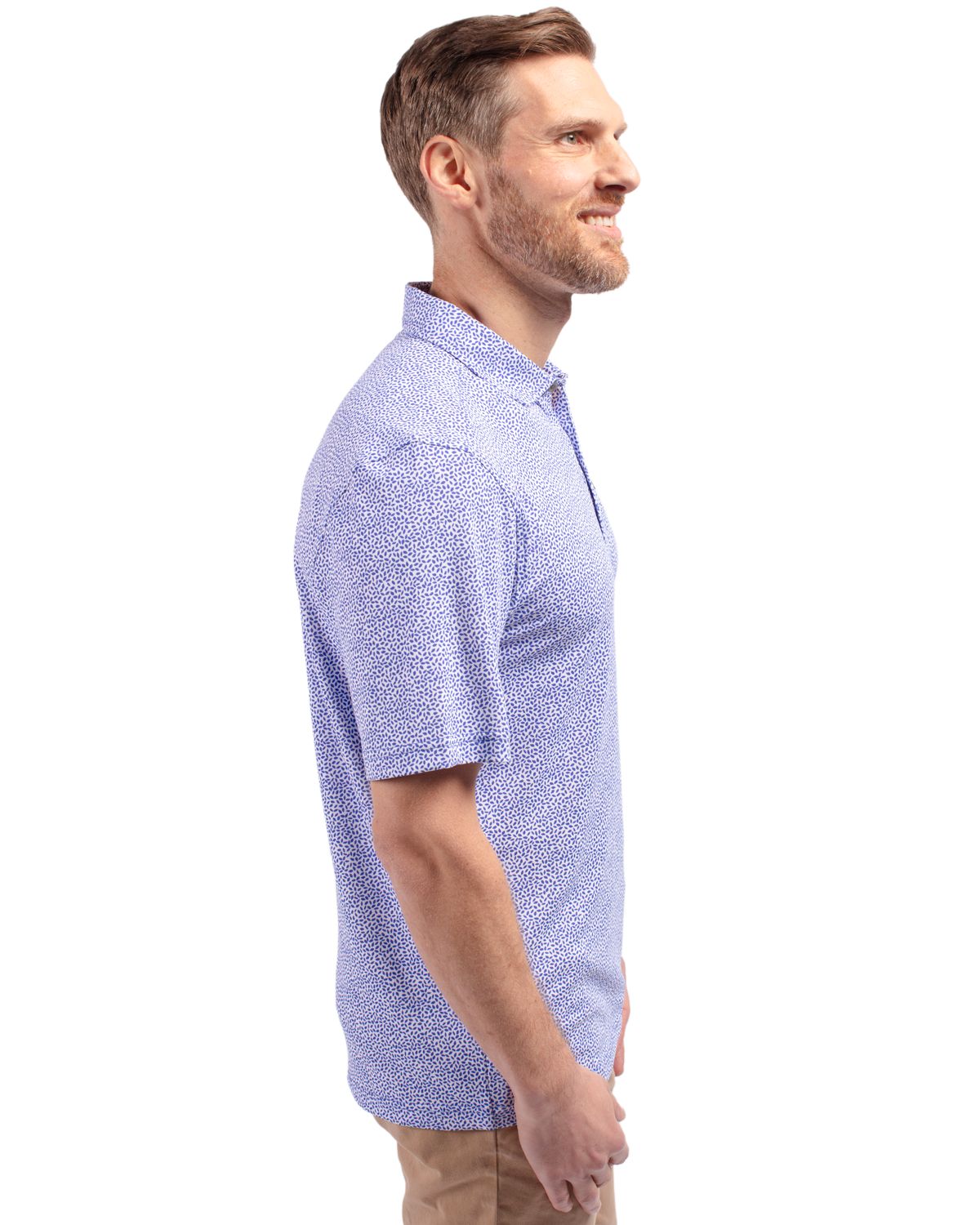Cutter & Buck Virtue Recycled Botanical Print Featherlight Pique Mens  Polo 78