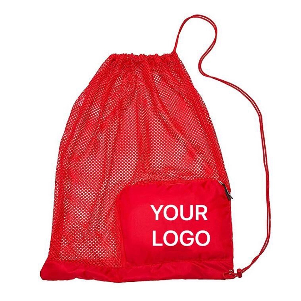 Mesh Drawstring Bag with Exterior Pocket 4