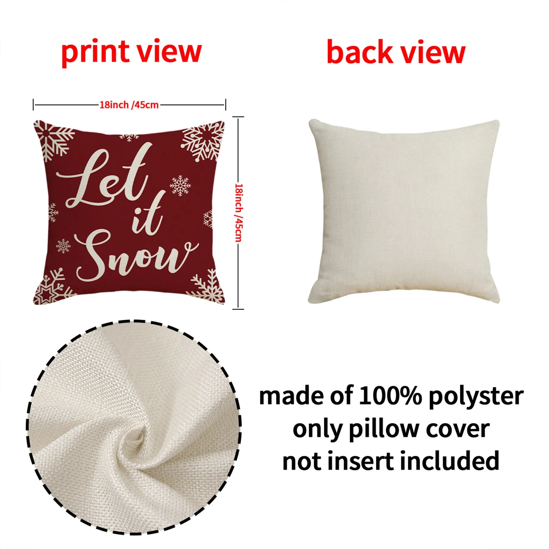 Flax Red Christmas Cushion Pillowcase 3