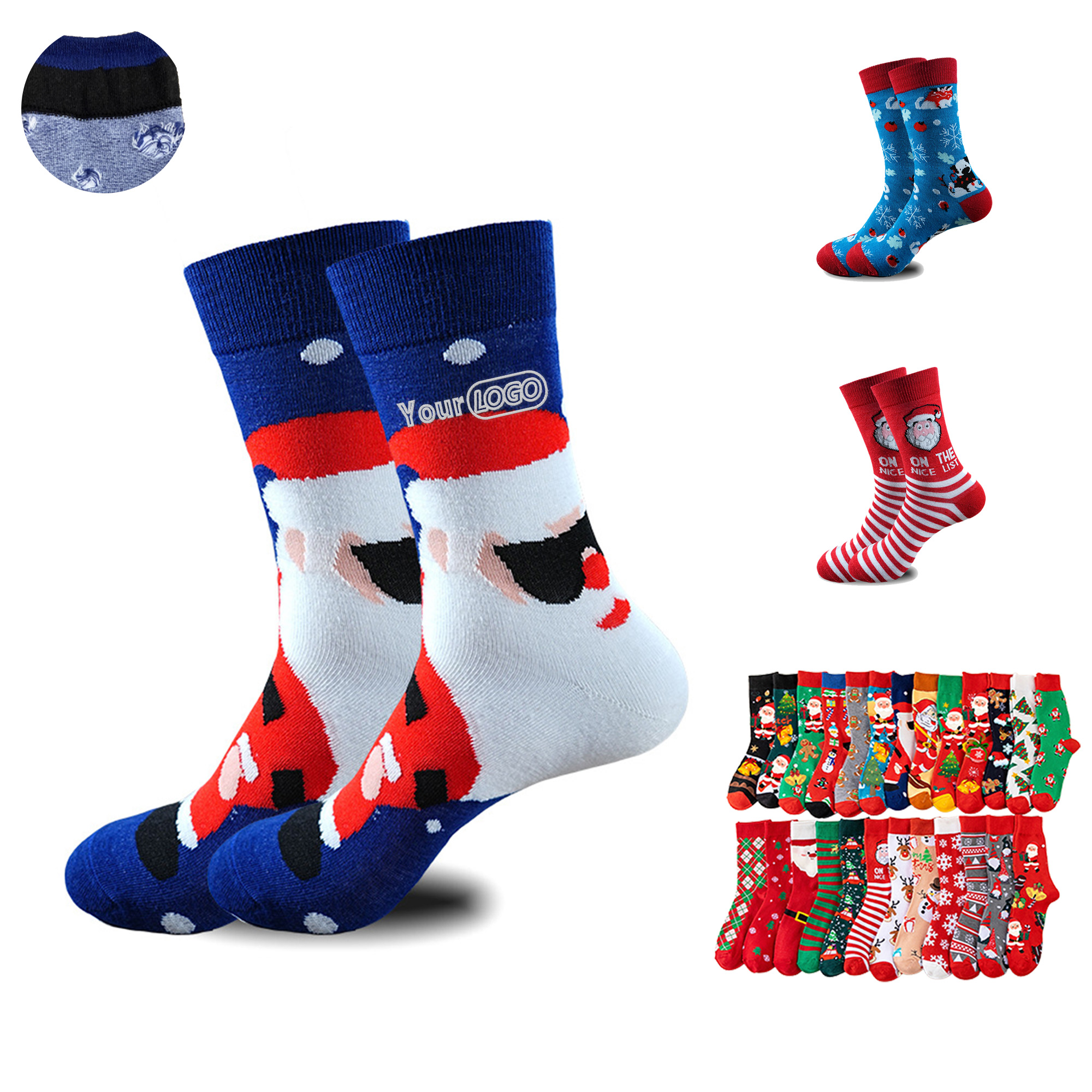 Custom Logo Christmas Polyester Winter Socks 8