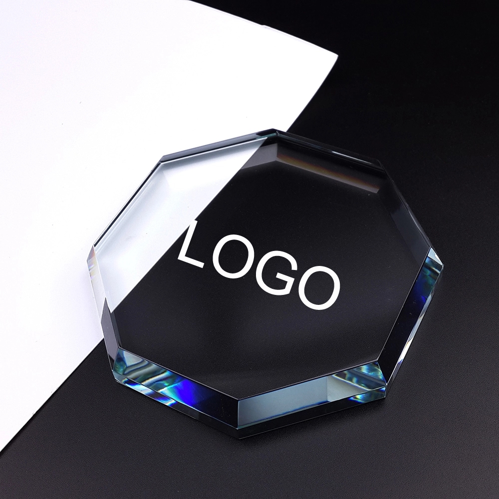 3D Crystal Octagon Clear Paperweight 3